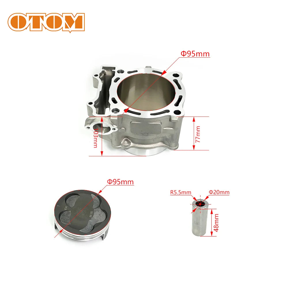 OTOM Motocross Cylinder Kit 95mm Big Bore Cylinder Piston Gasket Top