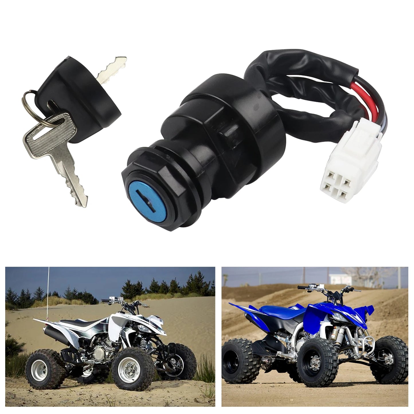 Ignition Key Switch for Yamaha Wolverine Grizzly Kodiak YFZ450 YFM400