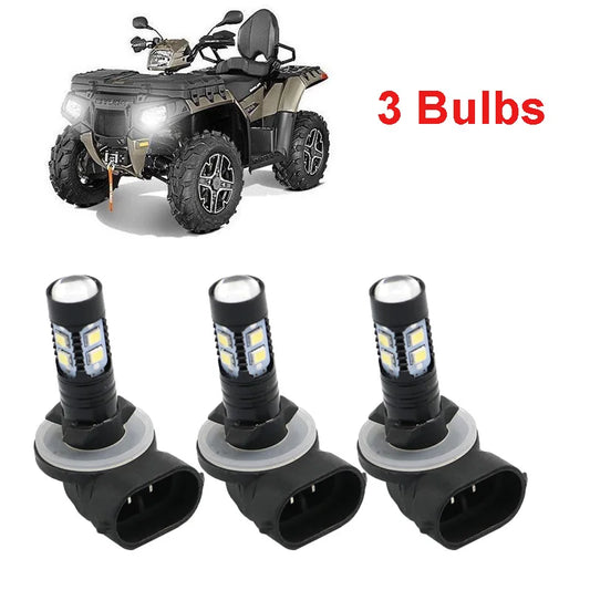 3PCS ATV HEADLIGHT LED BULBS 150W 3600LM 6000K WHITE HIGH POWER Lamps