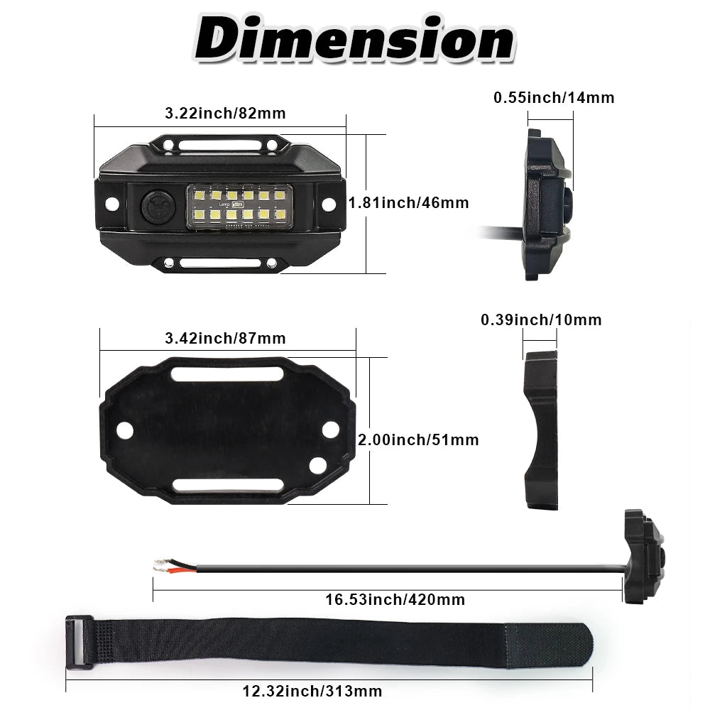 MOVOTOR White UTV Dome Light Roll Bar Mount Car LED Roll Cage Utility