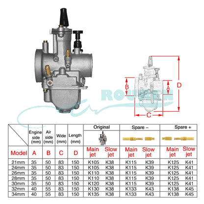 Motorcycle Carburateur PWK 21 24 26 28 30 32 34 Carbu Nozzles Jet For