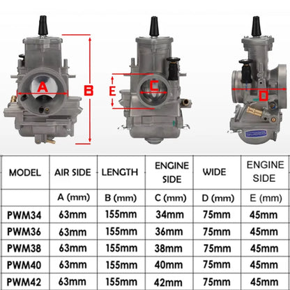 PWM 34 36 38 40 42mm For Keihin Carburetor Universal Shift Karts 2T