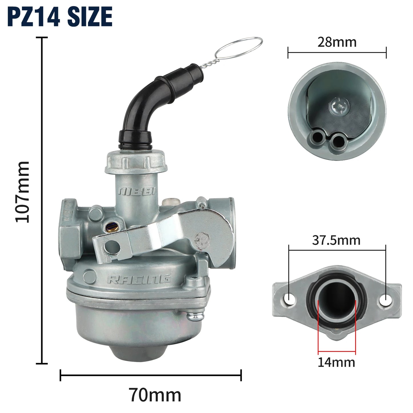 NIBBI PZ18 PZ14 Carburetor for 50cc 60cc 70cc 80cc 90cc 100cc