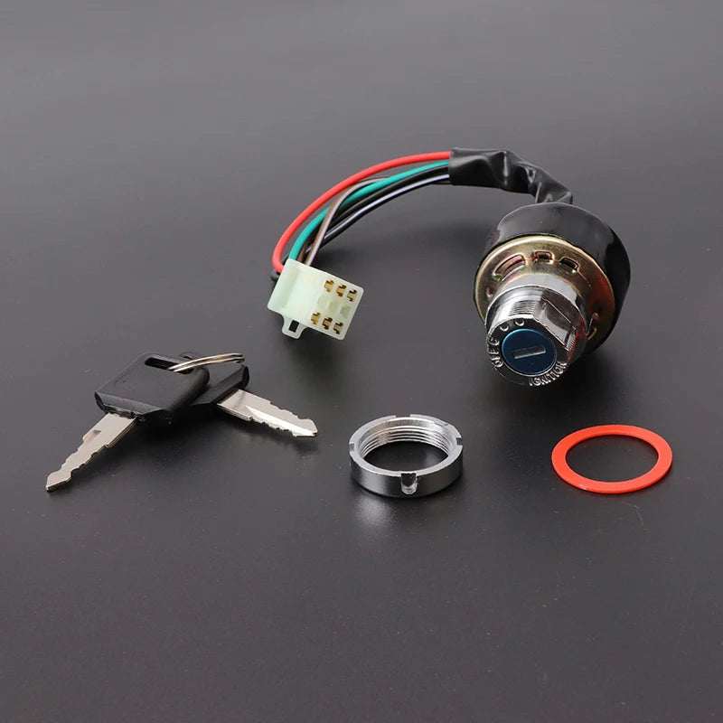 Car Motorcycle Ignition Switch 3 Position 6 Wire With 2 Keys for