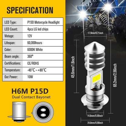 2pcs H6M P15D LED Headlight Bulbs 4KB-84314-01-00 Bulb For Yamaha