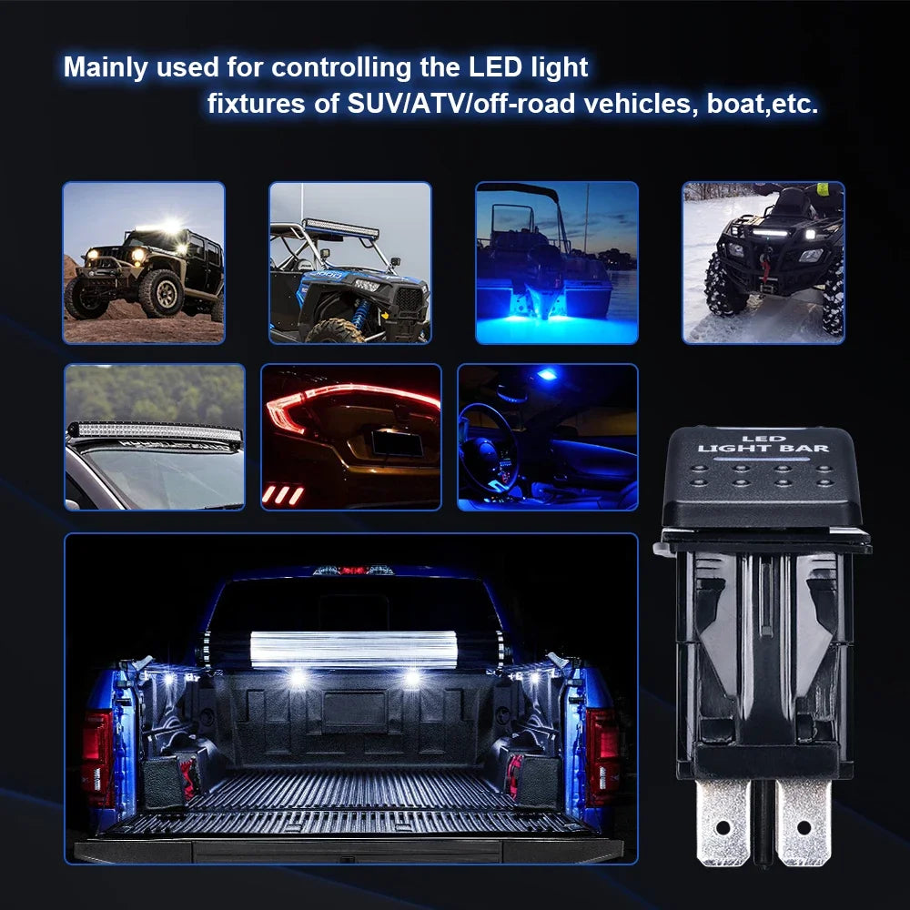 KEMiMOTO Rocker Switch Illuminated LED Light Bar For Can Am Maverick