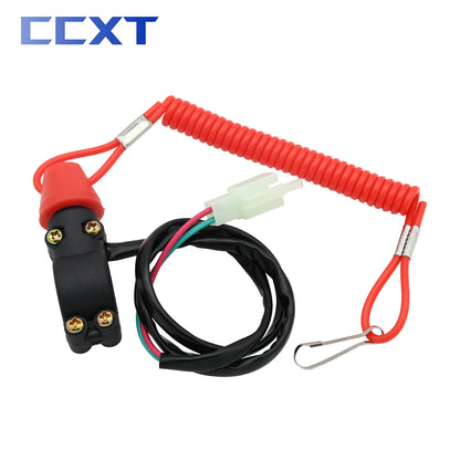 Motorcycle ATV Tether Lanyard Emergency Kill Stop Engine Switch Push