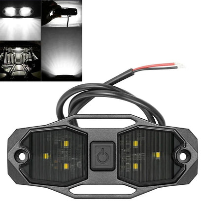 White Roll Bar Mount LED Dome Light Rock Light W/Switch For Polaris