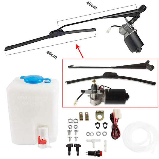 12V Electric Windshield Wiper Motor Kit with Washer Pump Bottle For