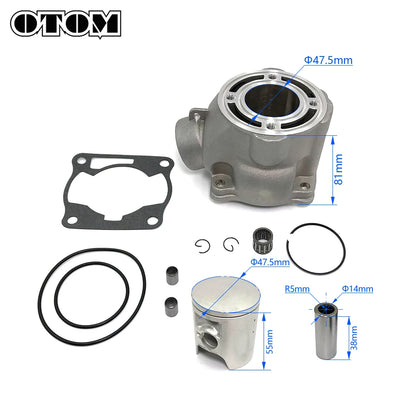 OTOM Motorcycle 47.5mm Cylinder Piston Rings Gasket Kit For YAMAHA