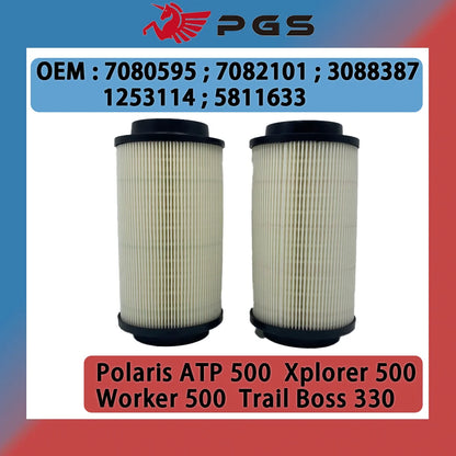 PGS 2PCS Air Filter 7080595 7082101 3088387 For Polaris ATV Sportsman