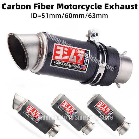 51mm 60mm 63mm Carbon Fiber Yoshimura Motorcycle Exhaust Muffler