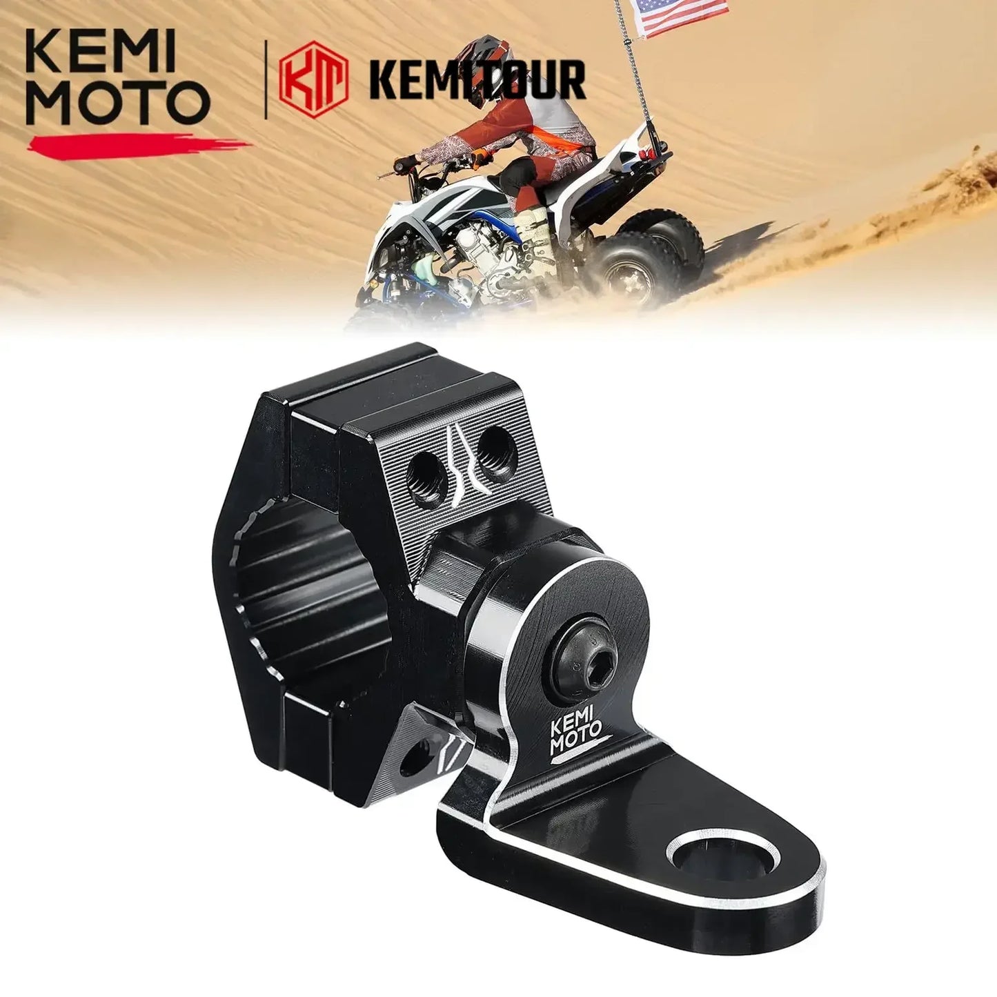 KEMIMOTO 7/8"-9/8" ATV Handlebars Flag Light Mounting Bracket Aluminum