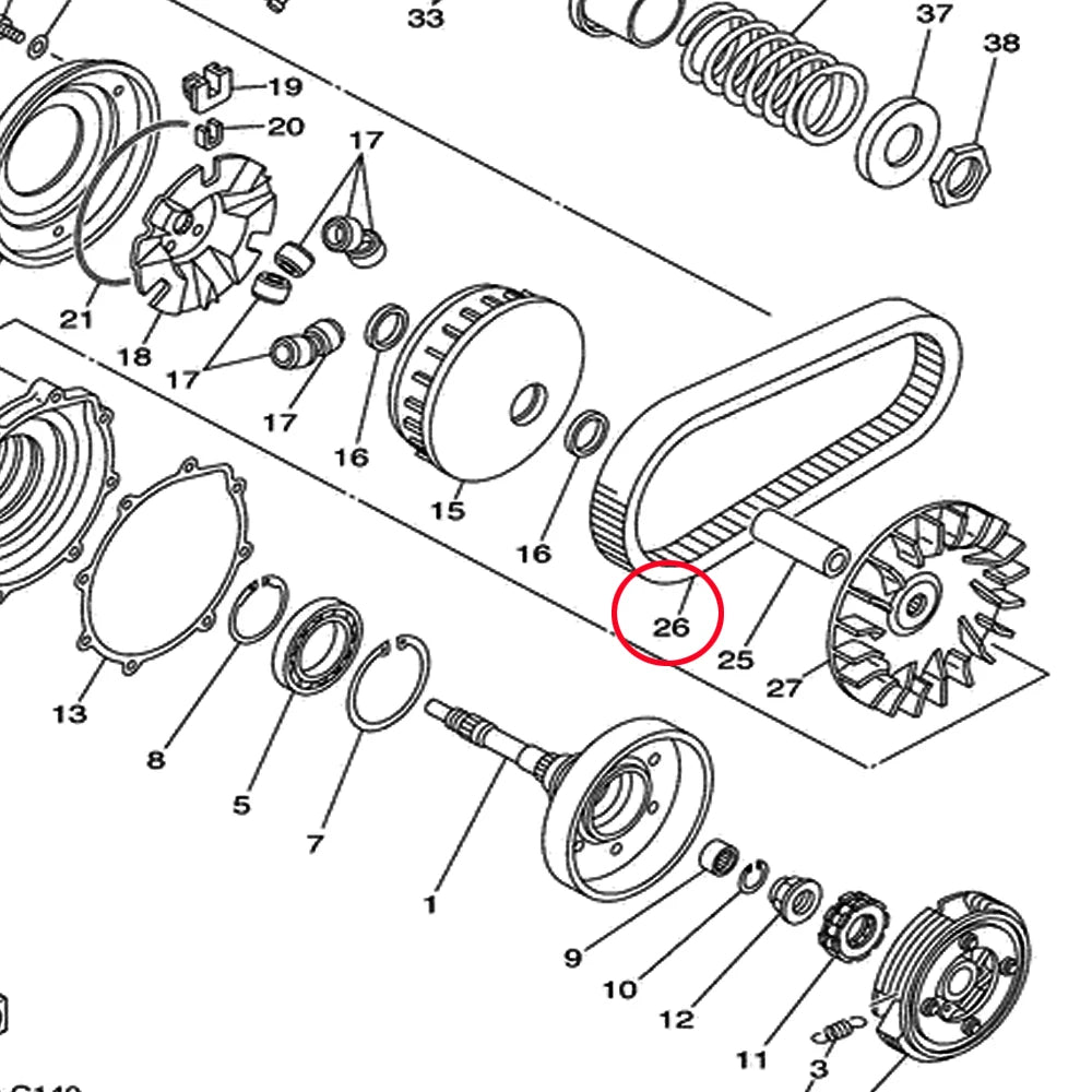 ATV Drive Belt CVT Clutch V-Belt For Yamaha Bruin 350 Grizzly 350 /IRS