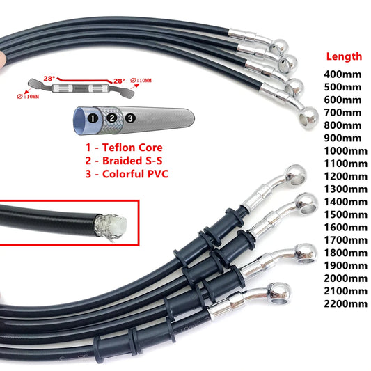 28 degre Black 400 To 2200mm Hydraulic Brake Hose DOT oil Pipe Line