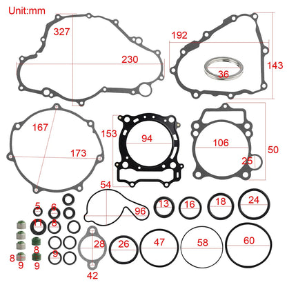 Top & Bottom End Set Complete Engine Cylinder Gaskets Kit Crankcase