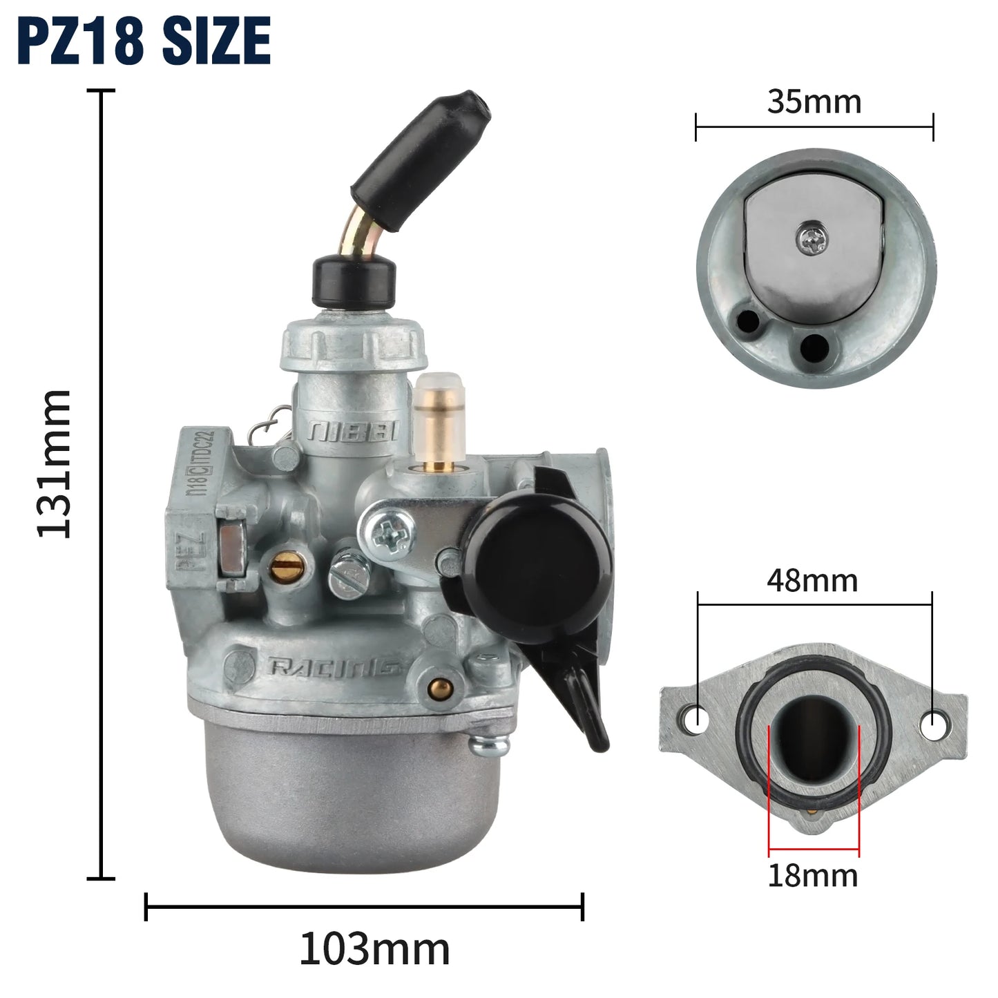 NIBBI PZ18 PZ14 Carburetor for 50cc 60cc 70cc 80cc 90cc 100cc