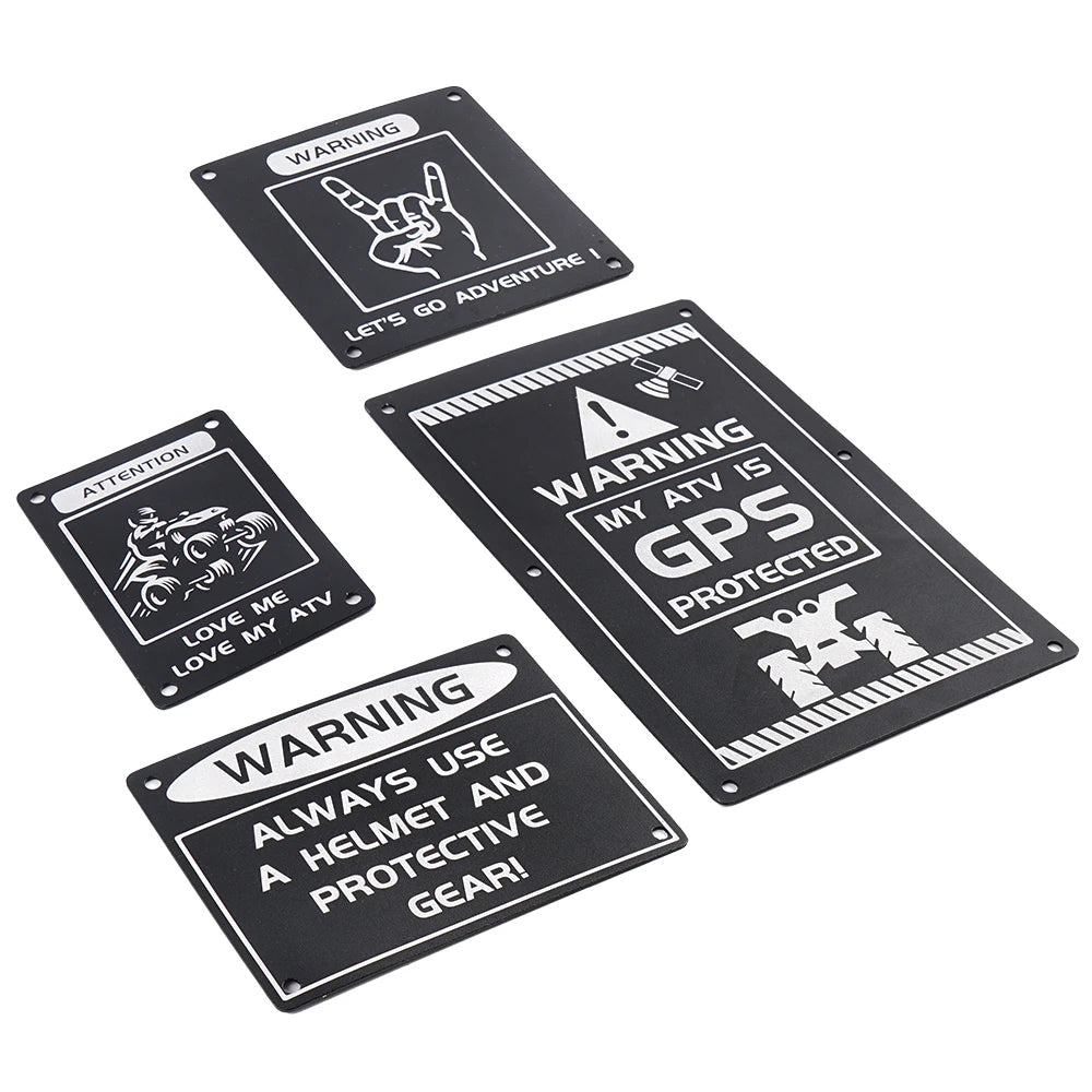 ATV 4PCS Fender Warning Tag Plates Badges Decals Stickers For Yamaha