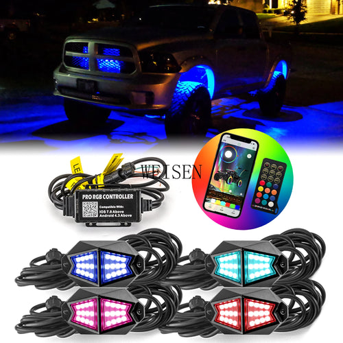 RGB Rock LED Lights Remote & APP for Off-road UTV ATV SUV Car Golf