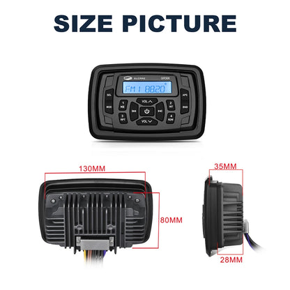 GUZARE MARINE Boat Radio Stereo Waterproof Bluetooth FM Receiver for