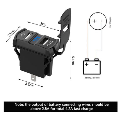 5V 4.2A Universal LED Car Charger Dual USB Switch For Can-AM Maverick