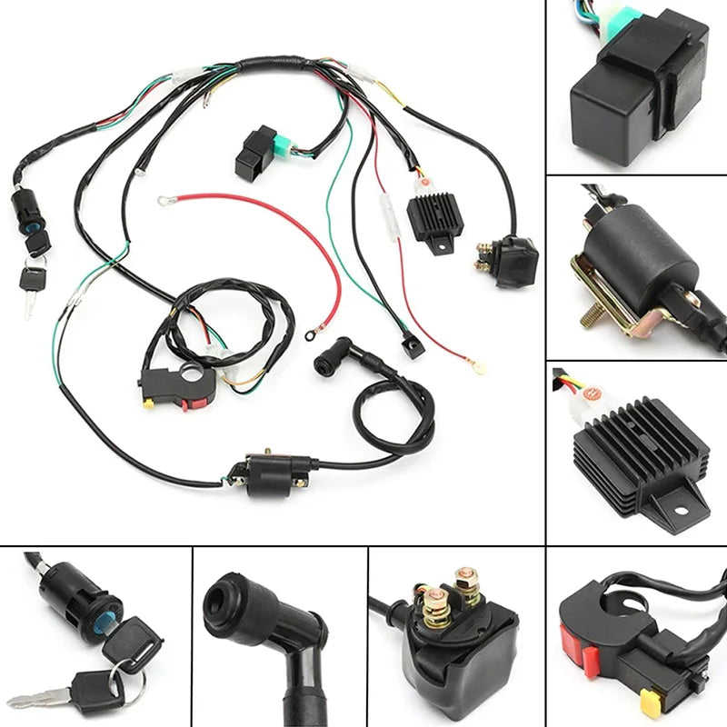 50 70 90cc 110cc 125cc Wiring Harness Loom Solenoid Coil CDI Quad Dirt