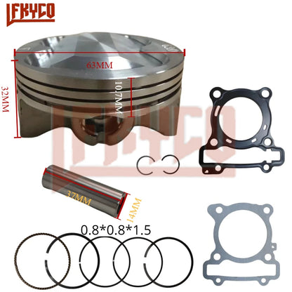 63mm Big Bore Racing Engine Cylinder Kit Piston Ring Gasket Set for